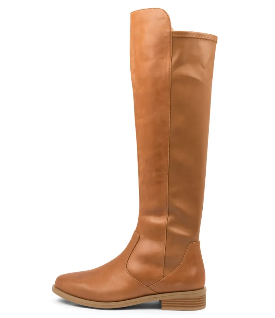 Sallies Xf Tan Stretch Leather Knee High Boots<ZIERA Flash Sale