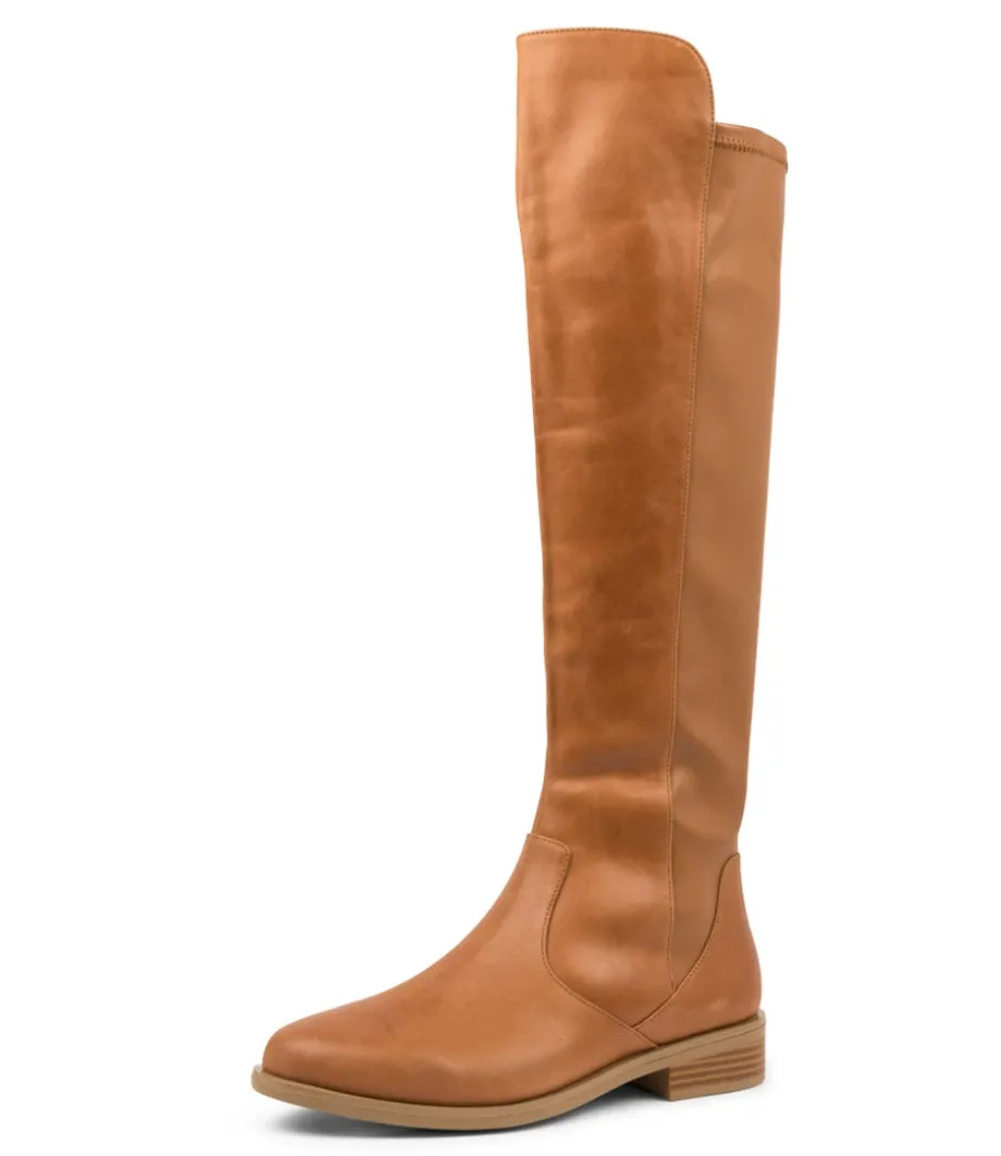 Sallies Xf Tan Stretch Leather Knee High Boots<ZIERA Flash Sale