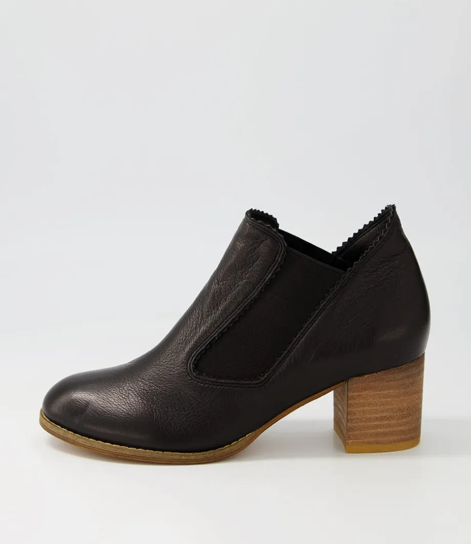 Salman Black Natural Heel Leather Ankle Boots<DJANGO & JULIETTE Cheap