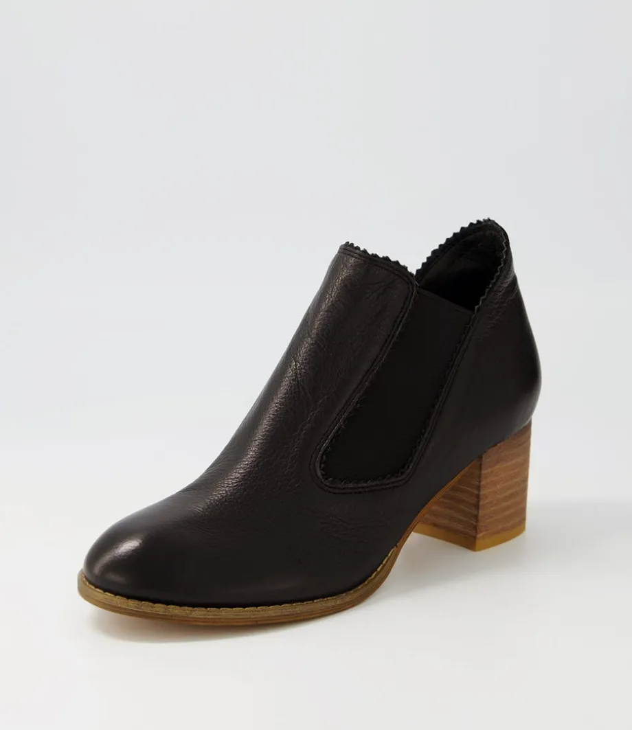 Salman Black Natural Heel Leather Ankle Boots<DJANGO & JULIETTE Cheap