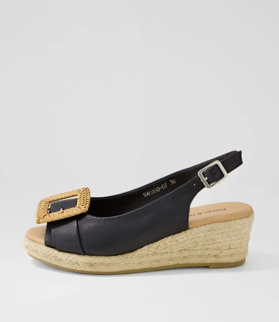 Saloso Black Natural Leather Buckle Sandals<DJANGO & JULIETTE Clearance