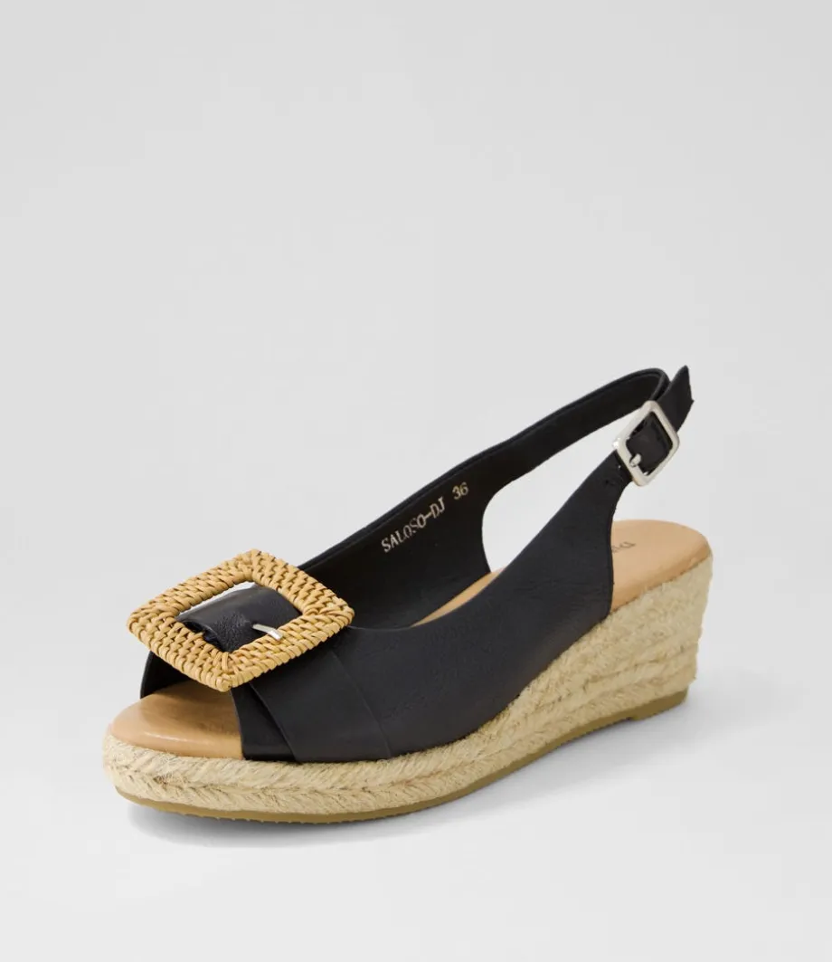 Saloso Black Natural Leather Buckle Sandals<DJANGO & JULIETTE Clearance