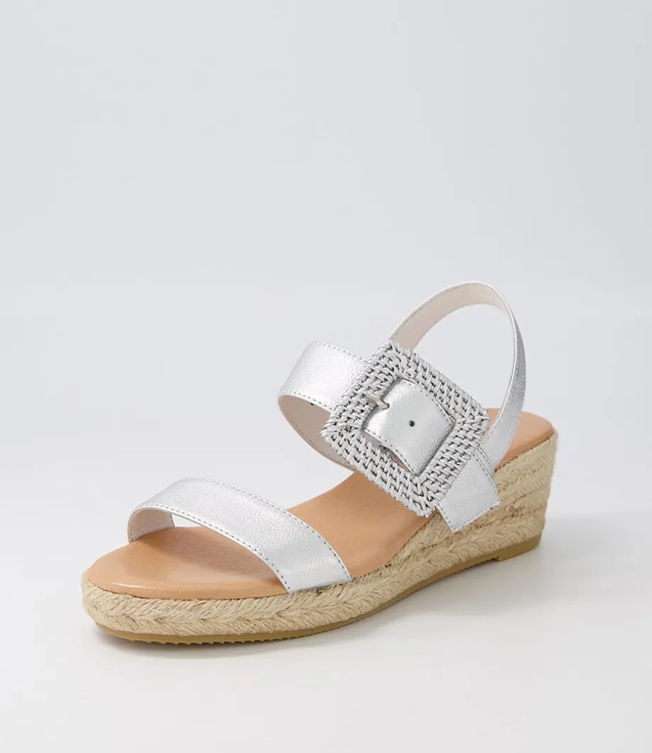 Samiya Silver Leather Buckle Espadrilles<DJANGO & JULIETTE Clearance