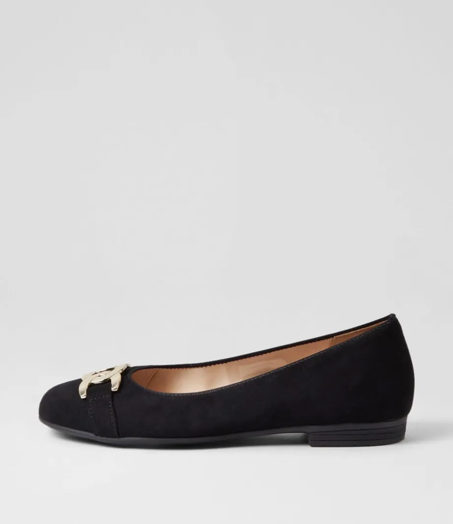 Sardinia 14 Schwarz Suede Ballet Flats<ARA Clearance