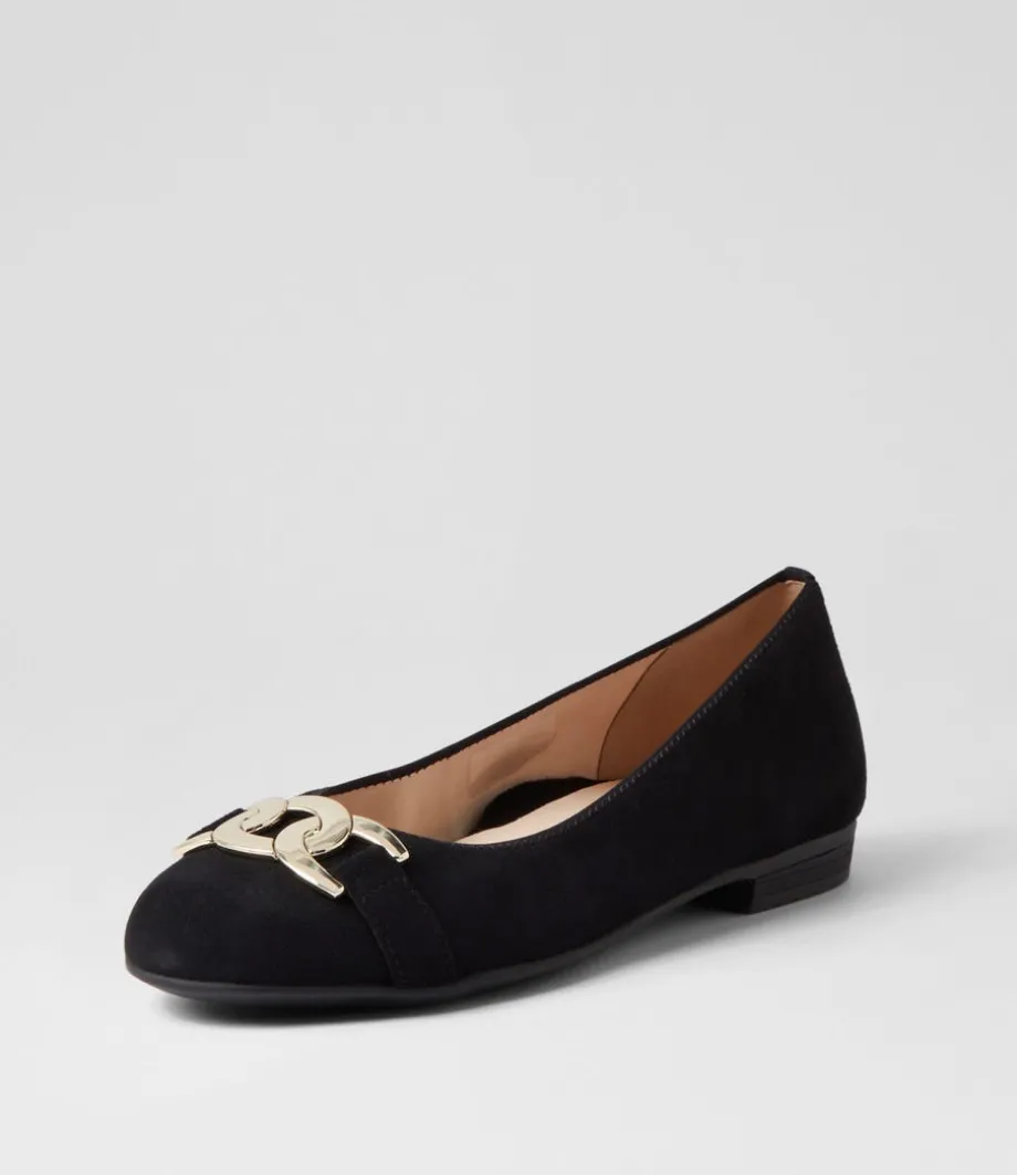Sardinia 14 Schwarz Suede Ballet Flats<ARA Clearance