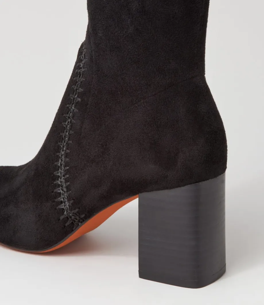 sari_black_stretch_microsuede_knee_high_boots_4.webp Sari Black Stretch Microsuede Knee High Boots<MOLLINI Outlet