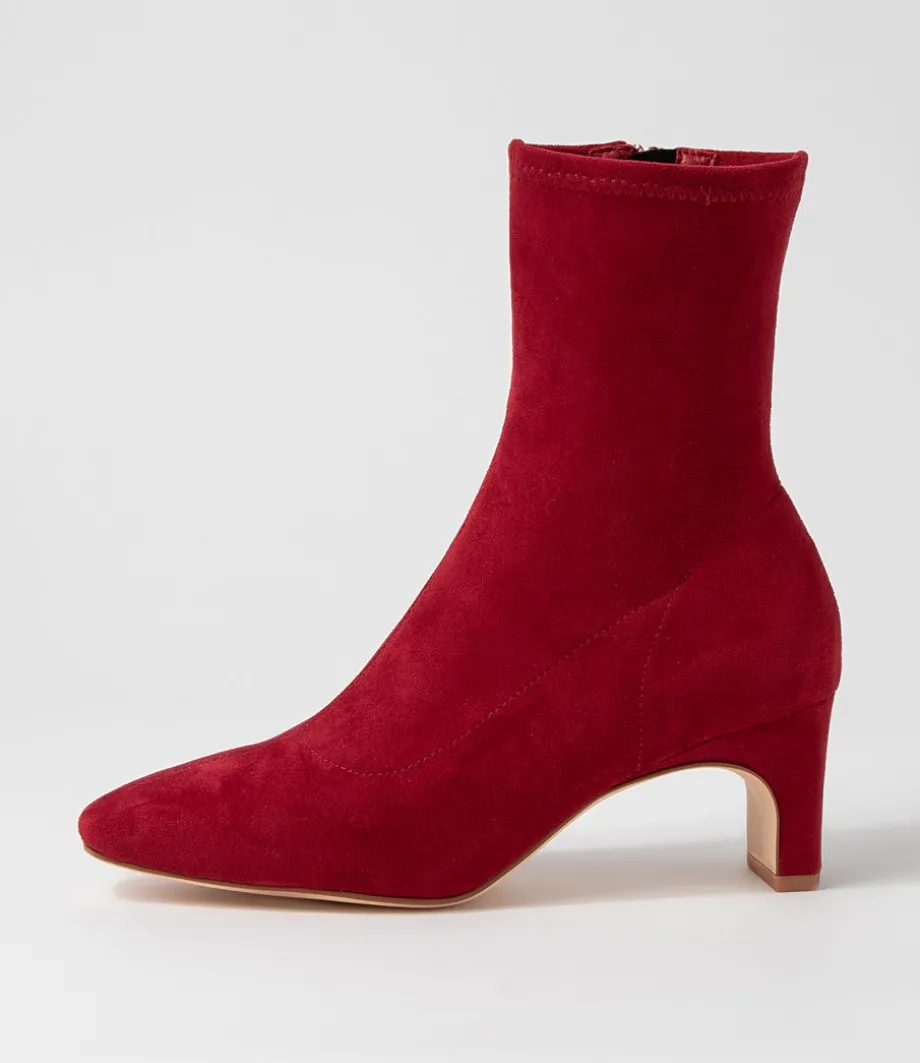 Sarski Deep Red Stretch Microsuede Ankle Boots<DIANA FERRARI Cheap