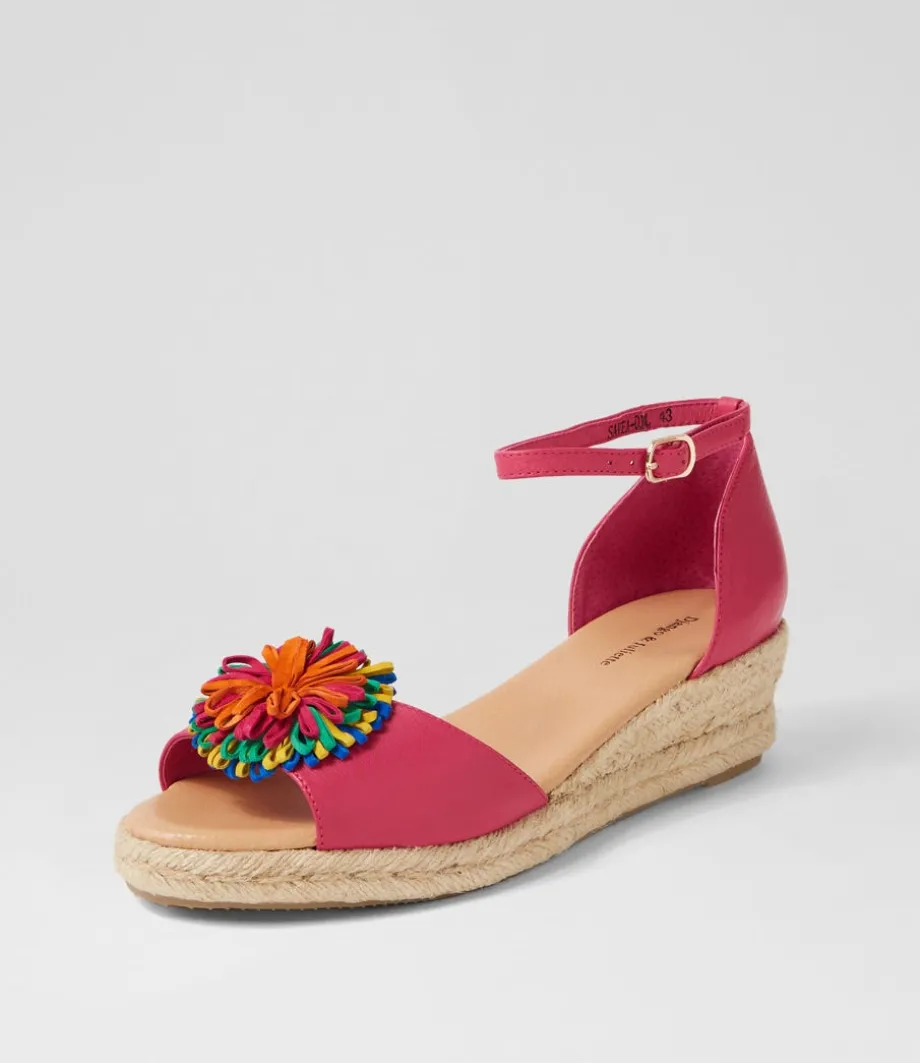 Savea Fuchsia Bright Leather Suede Espadrilles<DJANGO & JULIETTE Outlet