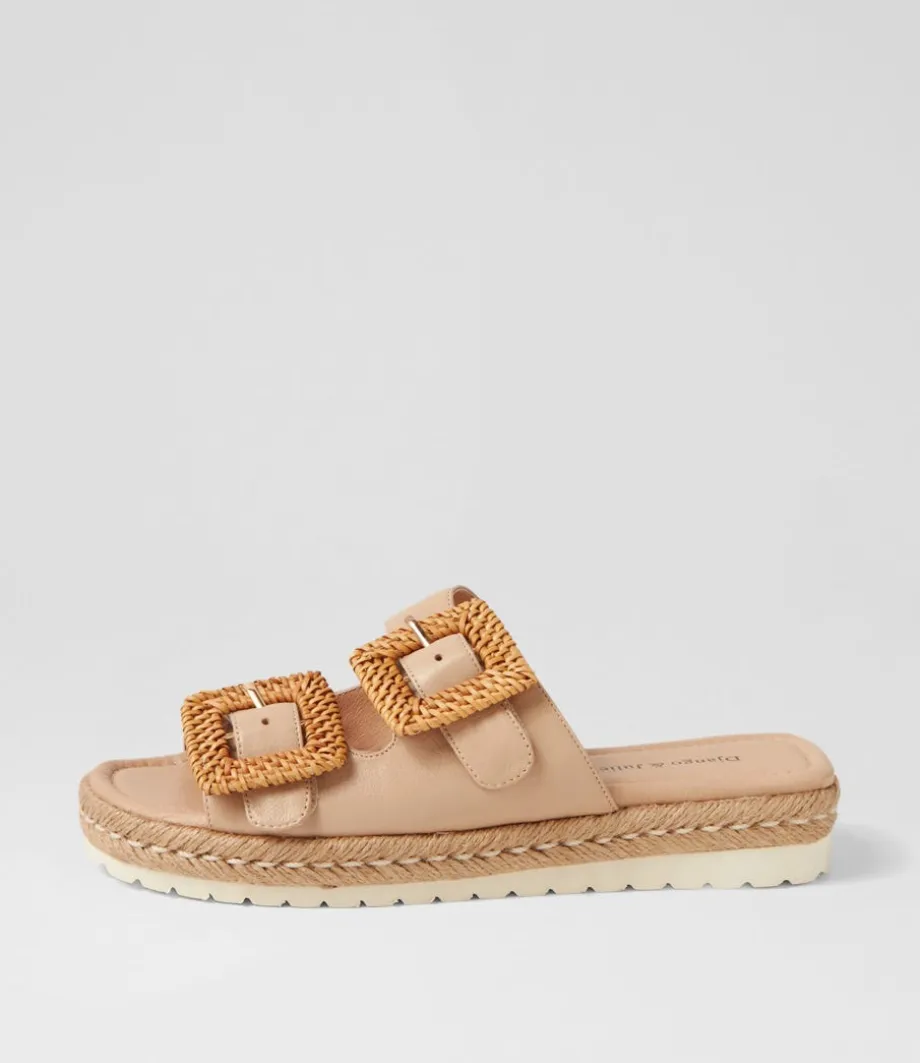Savi Camel Natural Leather Buckle Slides<DJANGO & JULIETTE Store