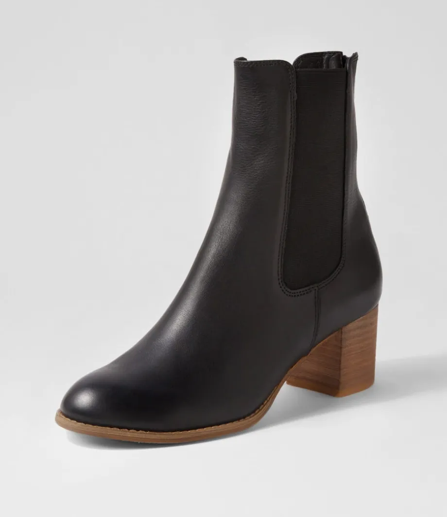 Sebasy Black Natural Heel Leather Chelsea Boots<DJANGO & JULIETTE Sale