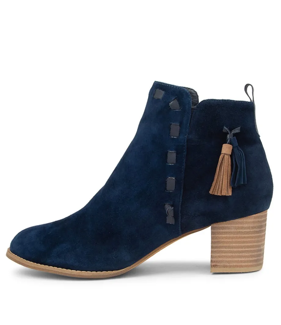 Shamsa Navy Suede Ankle Boots<DJANGO & JULIETTE Outlet