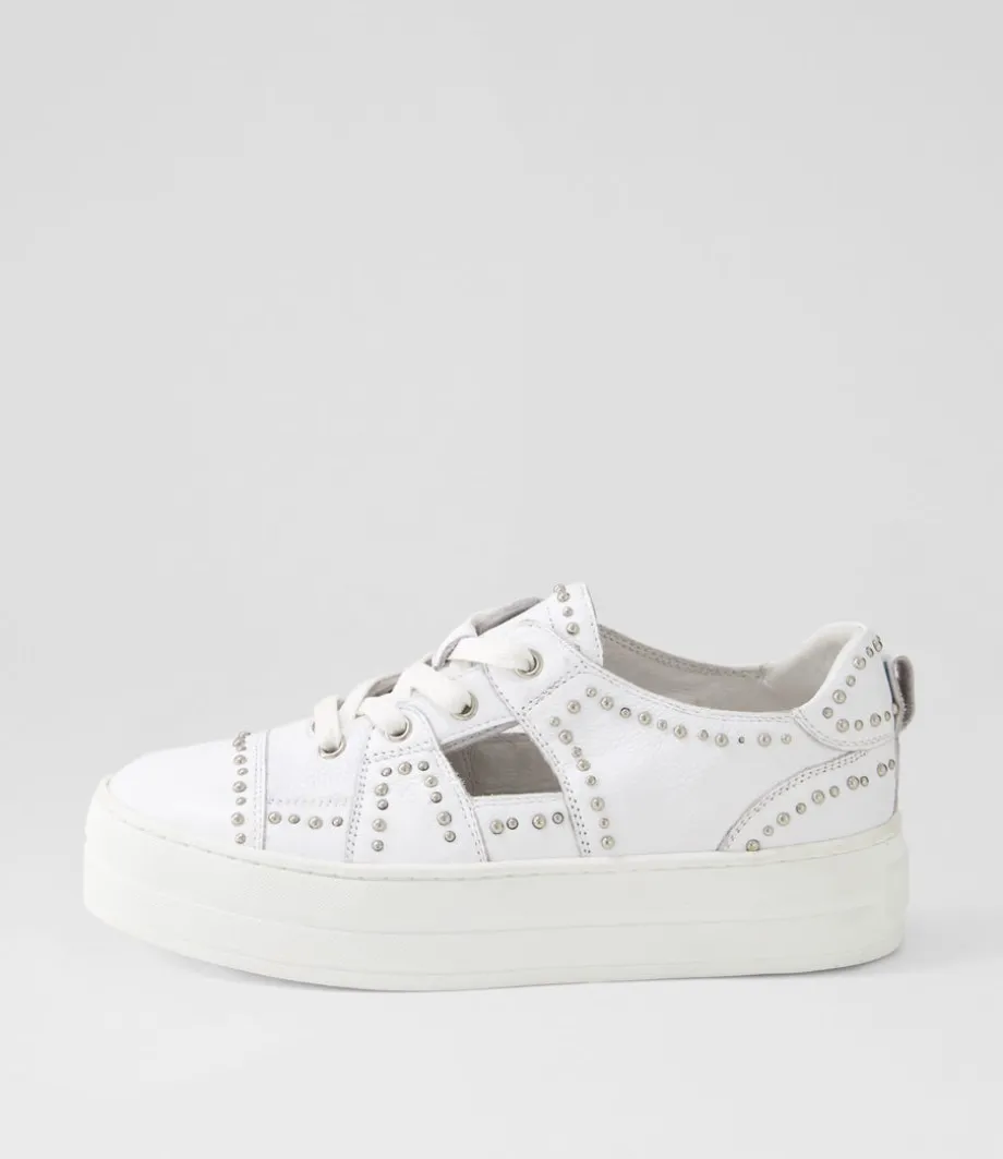 Shedd White Leather Sneakers<DJANGO & JULIETTE Shop