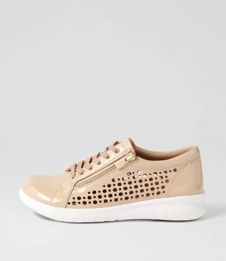 Shovo Xf Latte Wrinkle Patent Sneakers<ZIERA Fashion