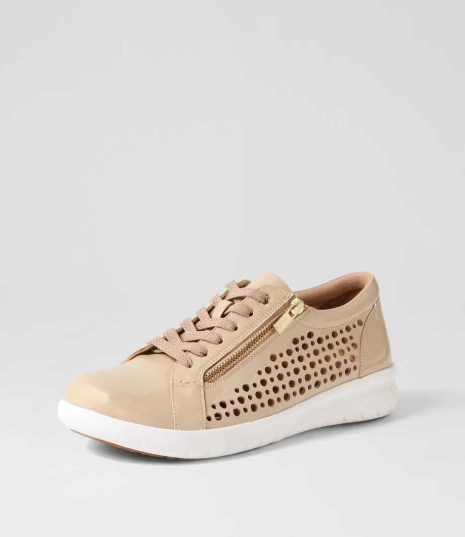 Shovo Xf Latte Wrinkle Patent Sneakers<ZIERA Fashion