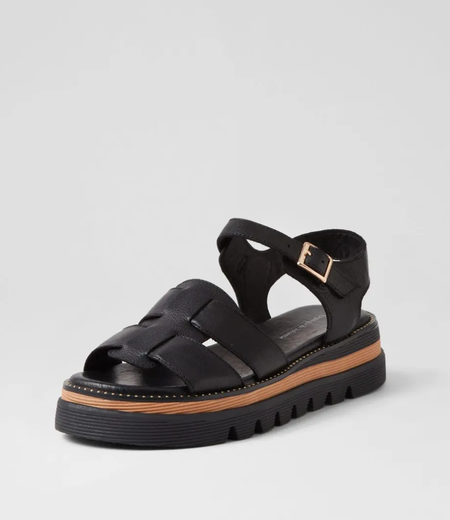 Simm Black Leather Sandals<DJANGO & JULIETTE Cheap