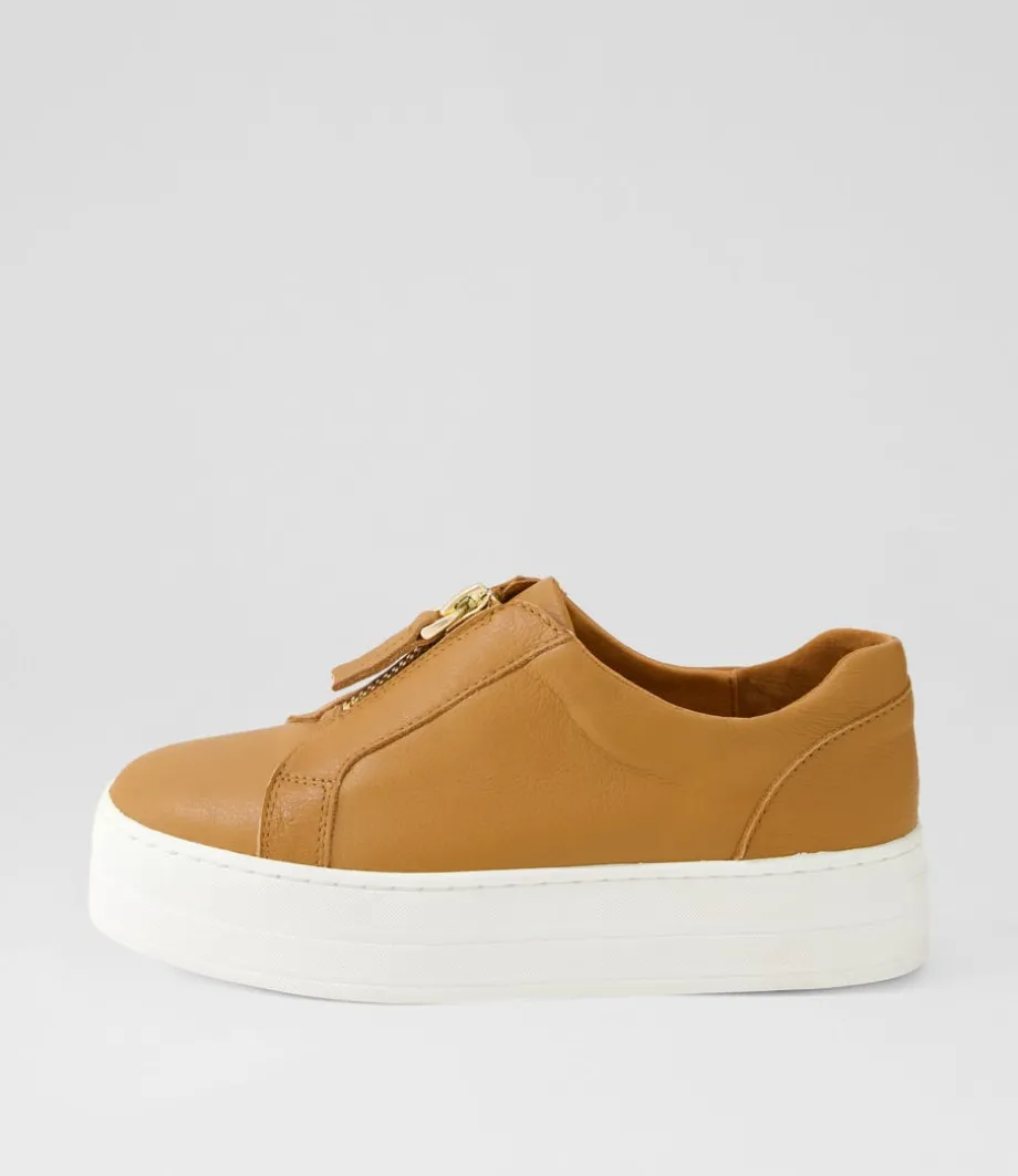 Sippu Dark Tan White Leather Sneakers<DJANGO & JULIETTE Best Sale