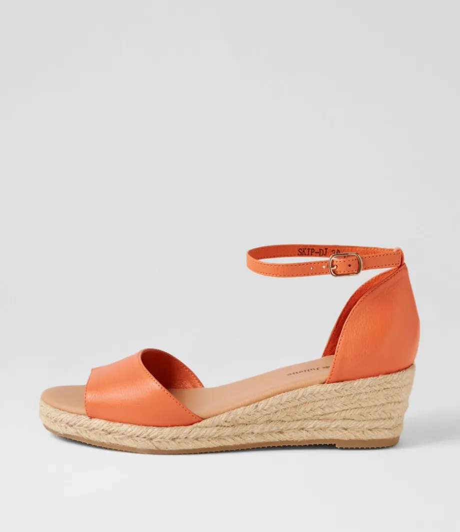 Skip Bright Orange Natural Rope Leather Espadrilles<DJANGO & JULIETTE Hot