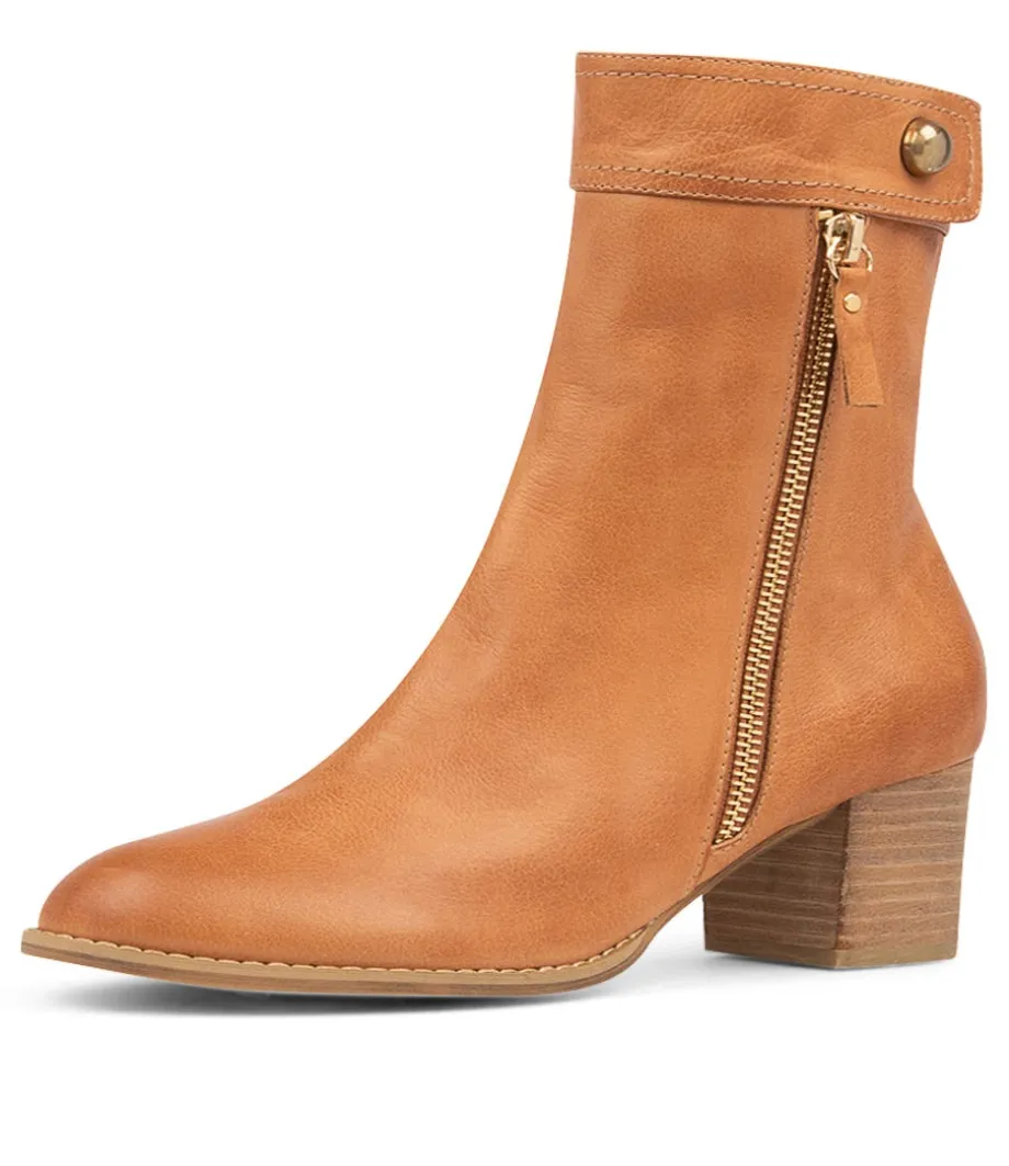Skyy Dark Tan Leather Ankle Boots<DJANGO & JULIETTE Discount