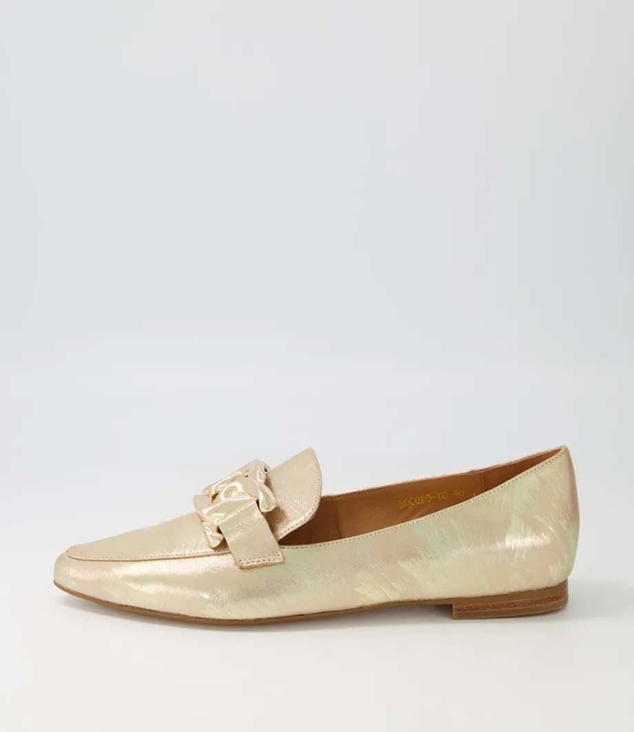 Socoro Gold Scratch Leather Loafers<TOP END Cheap