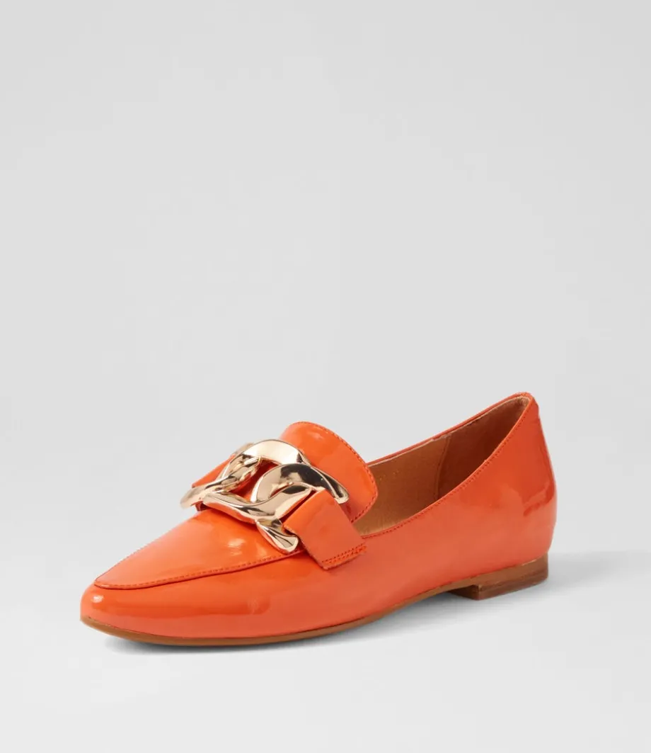 Socoro Orange Patent Leather Flat Shoes<TOP END Best