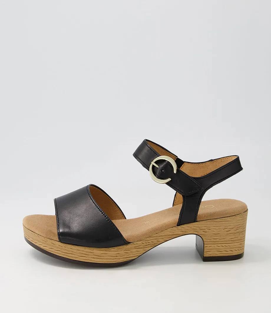 Solche Schwarz Gold Leather Sandals<GABOR Online