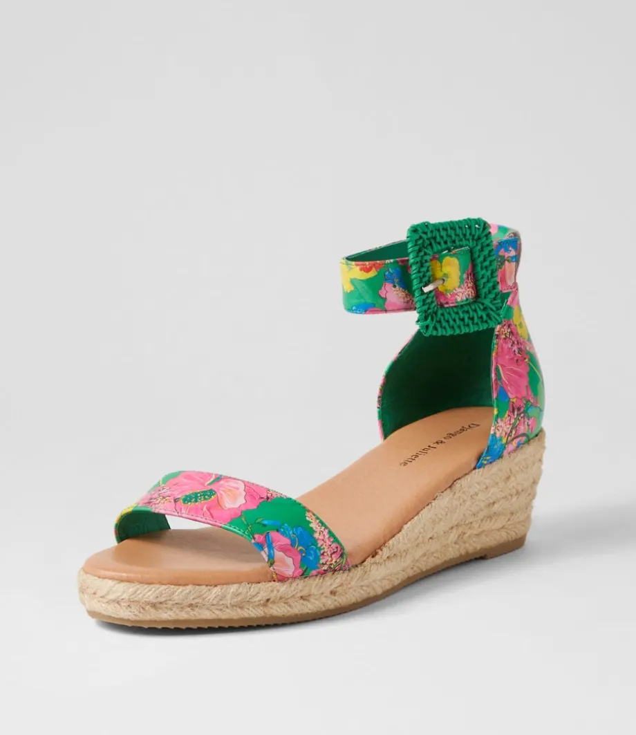 Sprout Emerald Flowermania Leather Sandals<DJANGO & JULIETTE Hot