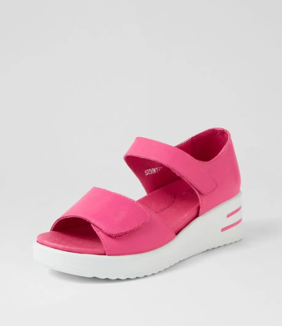Sunnieys Xw Fuchsia White Leather Sandals<ZIERA Clearance
