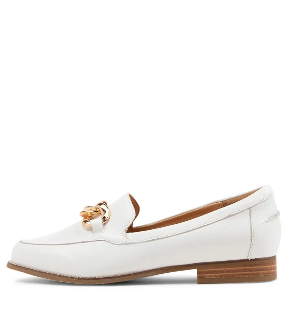 Tamya Xf White Leather Loafers<ZIERA Online