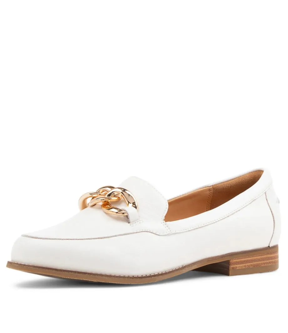 Tamya Xf White Leather Loafers<ZIERA Online
