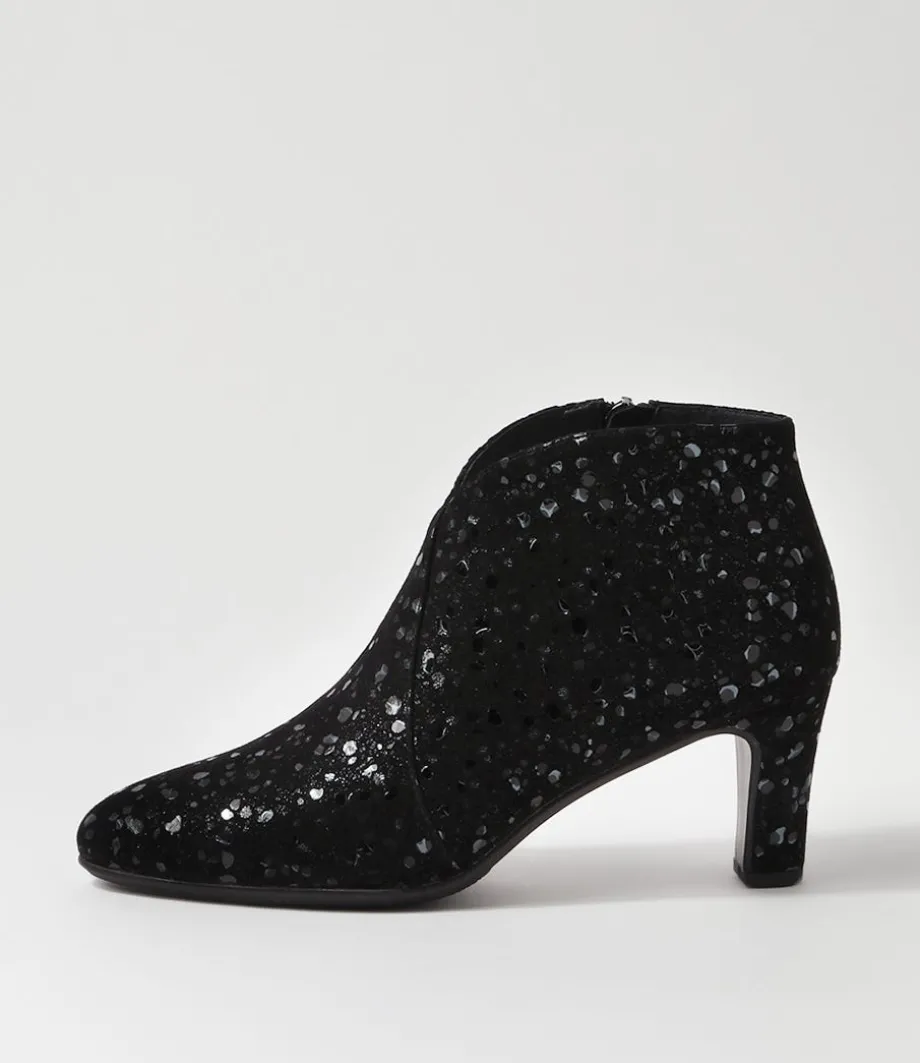Templess Black Sparkle Suede Ankle Boots<DJANGO & JULIETTE Fashion