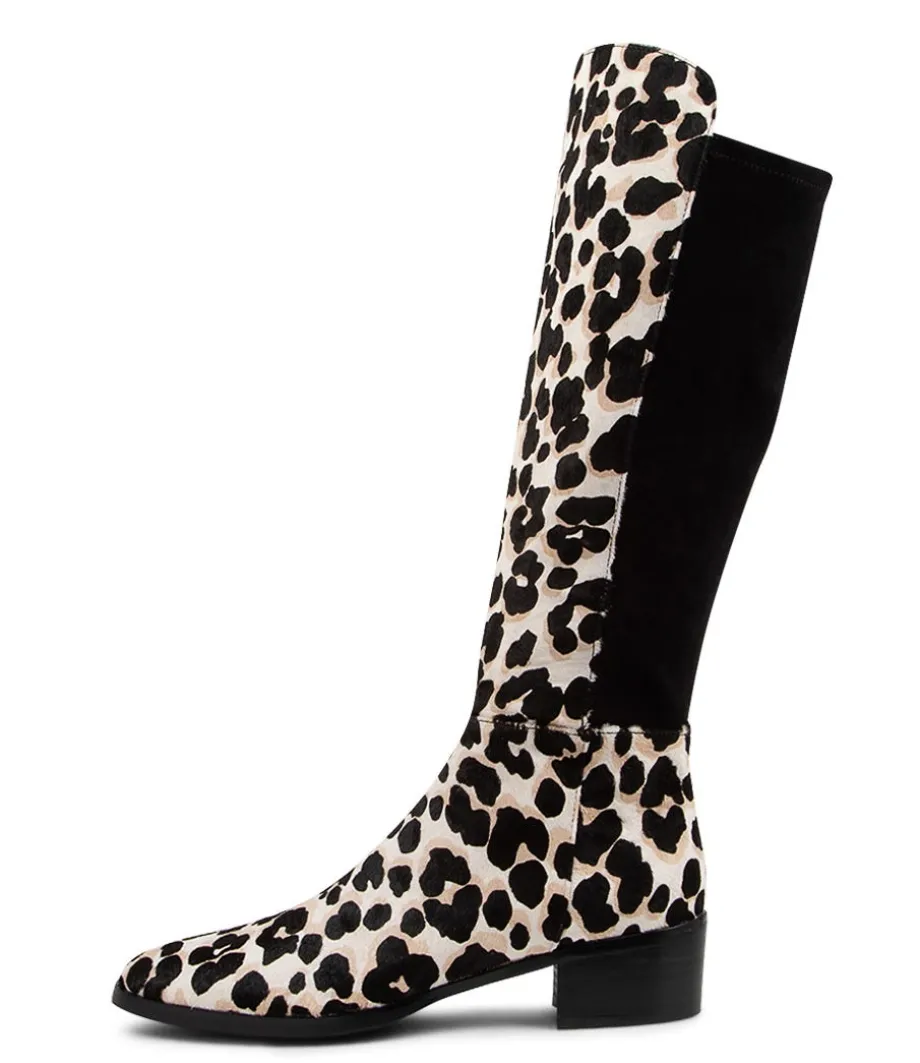 Tetley White Black Leather Knee High Boots<DJANGO & JULIETTE Sale