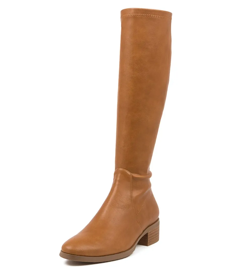 Timothie Tan Stretch Knee High Boots<DJANGO & JULIETTE Hot