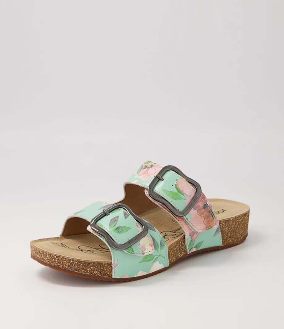 Tonga 64 Mint Leather Slides<JOSEF SEIBEL Outlet