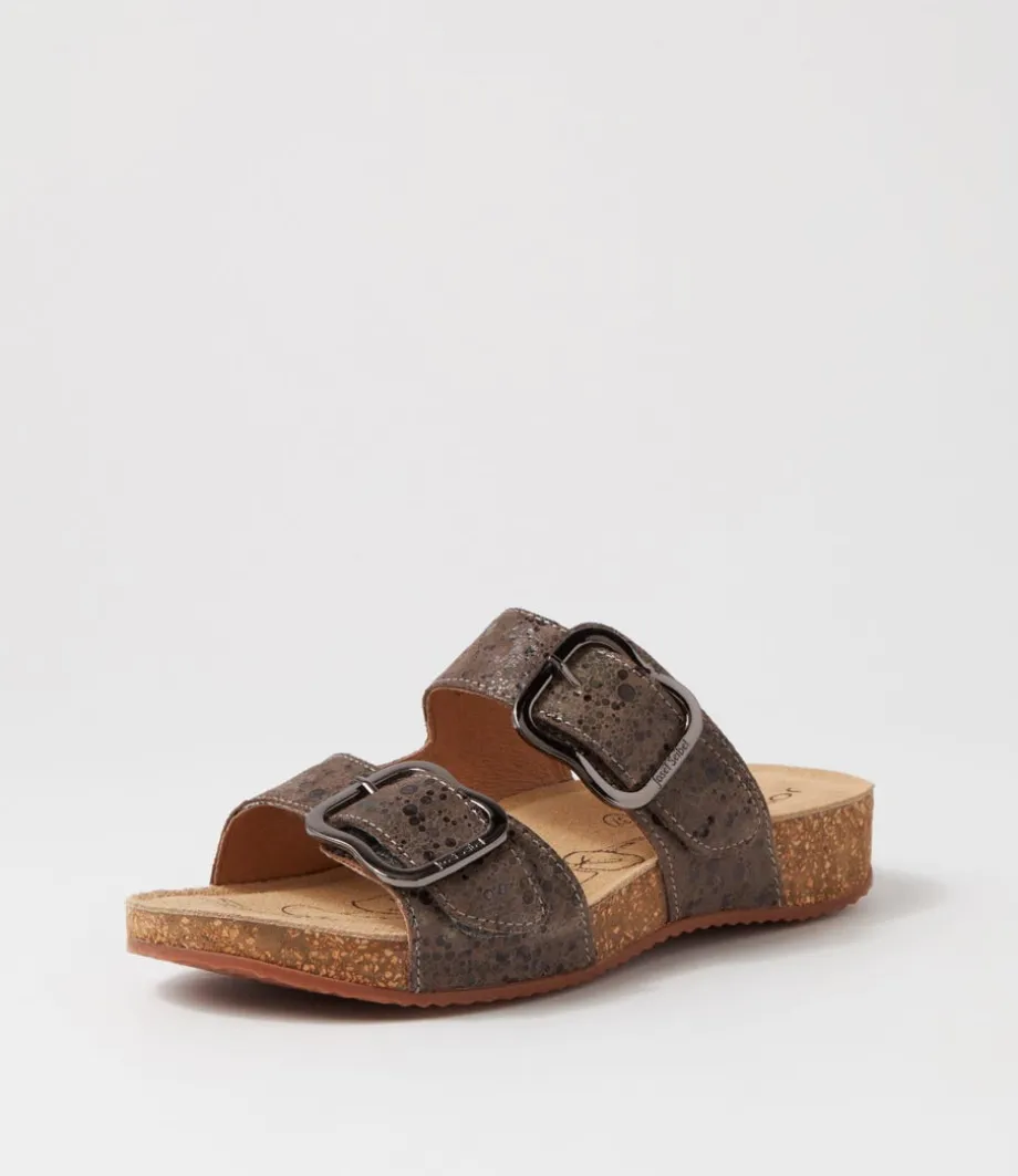 Tonga 64 Taupe Multi Leather Slides<JOSEF SEIBEL Best