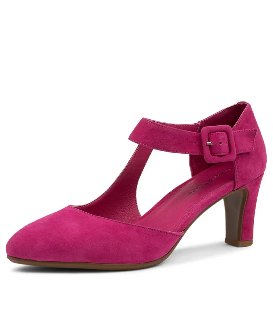 Trinities Dark Fuchsia Suede Heels<DJANGO & JULIETTE Cheap