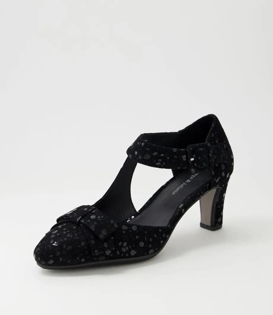 Tunis Black Sparkle Suede Mary Jane Heels<DJANGO & JULIETTE Cheap