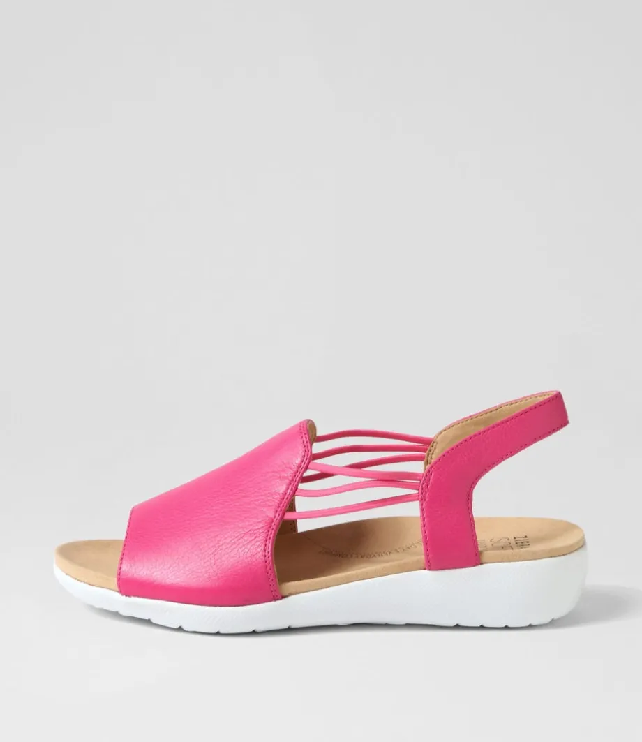 Udhays W Fuchsia Leather Elastic Sandals<ZIERA Online