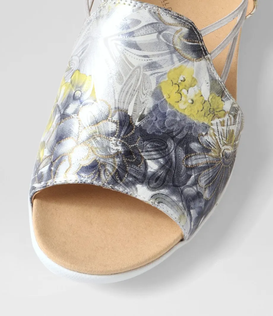 udhays_w_navy_silver_floral_leather_elastic_sandals_3.webp Udhays W Navy Silver Floral Leather Elastic Sandals<ZIERA Fashion