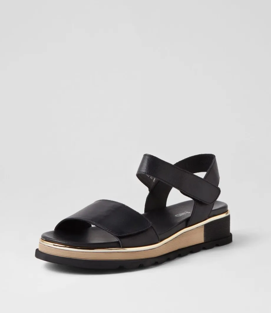 Ulissa Black Leather Sandals<TOP END New