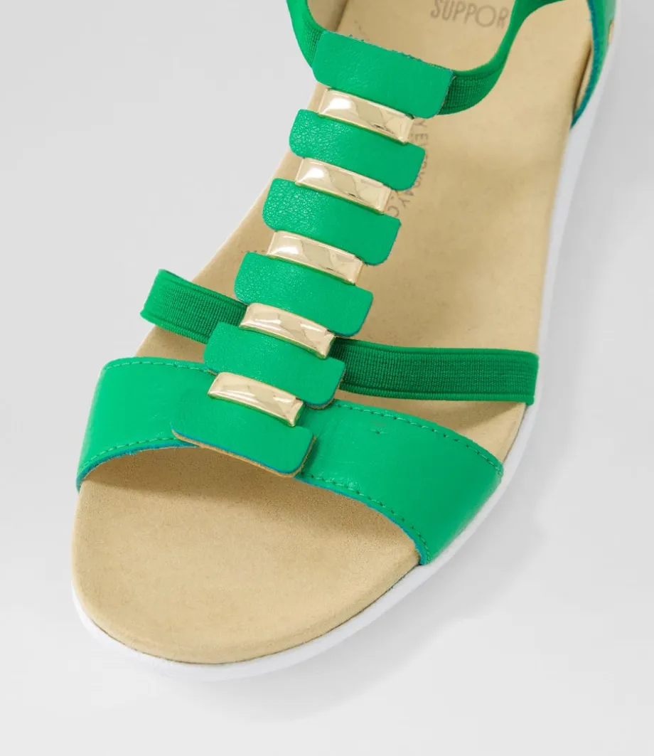ulover_w_bright_emerald_leather_elastic_sandals_3.webp Ulover W Bright Emerald Leather Elastic Sandals<ZIERA Flash Sale