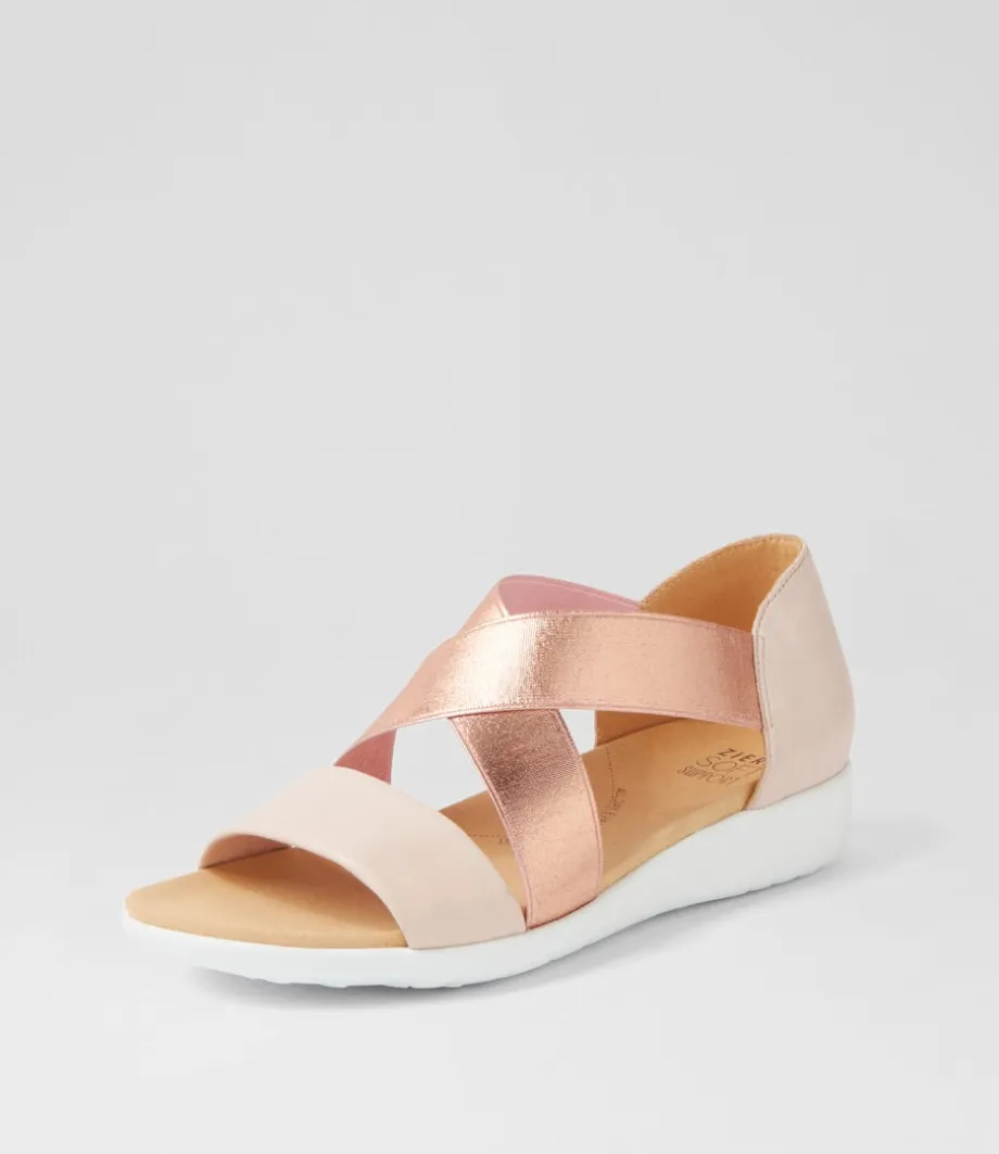 Umato W Dusty Pink Rose Gold Leather Elastic Sandals<ZIERA Sale