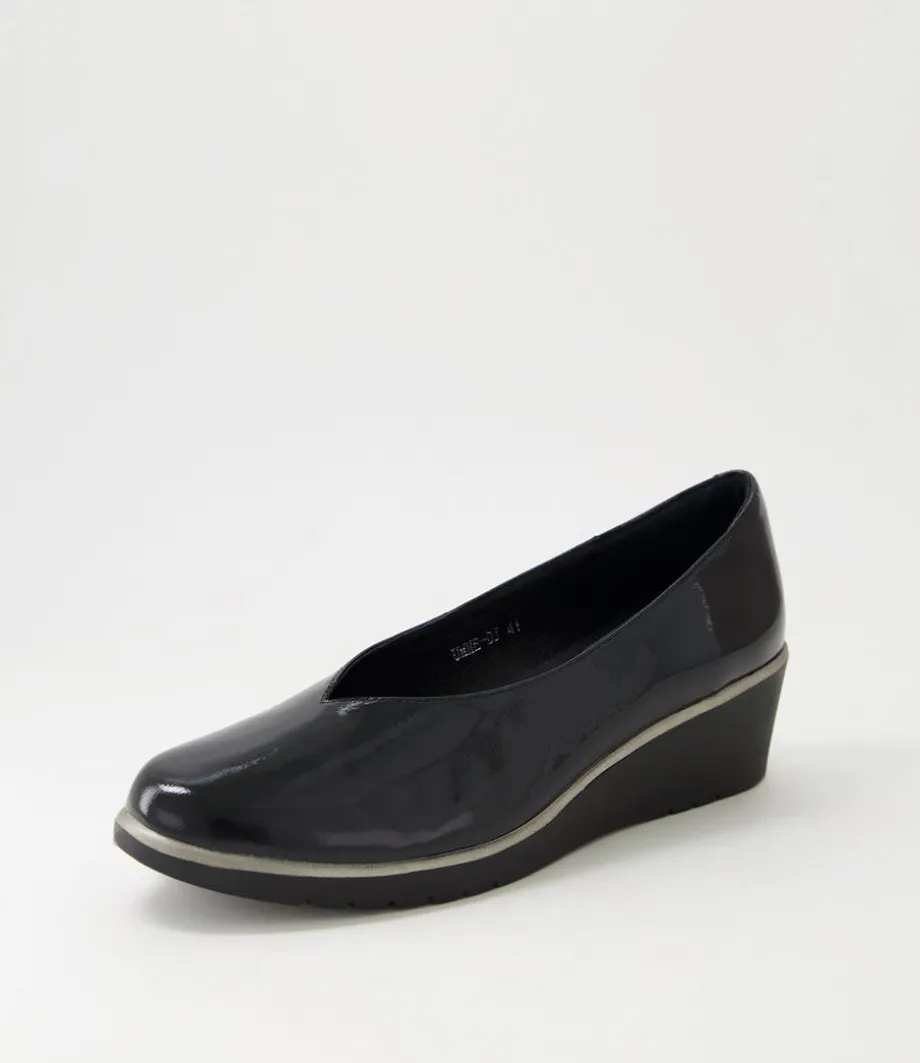Umme Black Patent Leather Wedge Heels<DJANGO & JULIETTE Best
