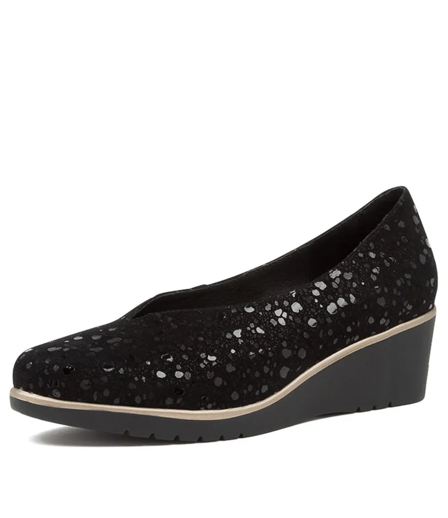 Umme Black Sparkle Suede Wedges<DJANGO & JULIETTE Online