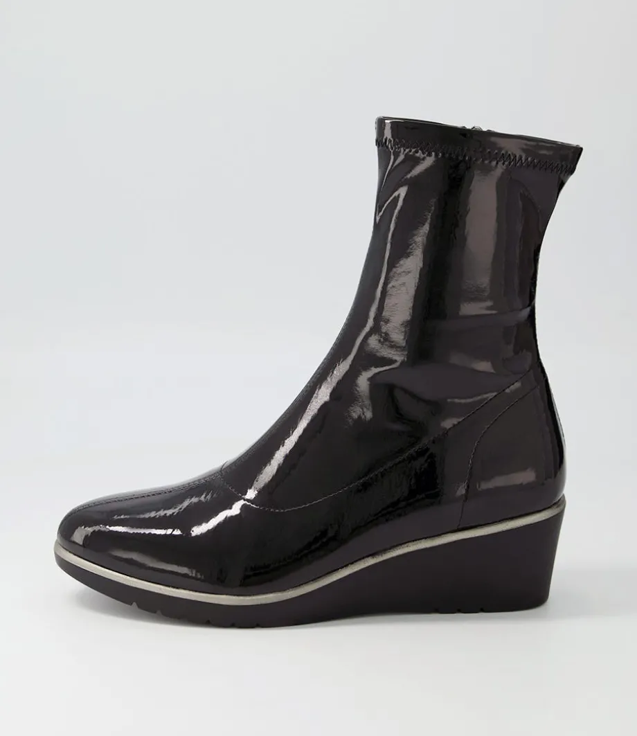 Unax Black Stretch Patent Pu Ankle Boots<DJANGO & JULIETTE Discount