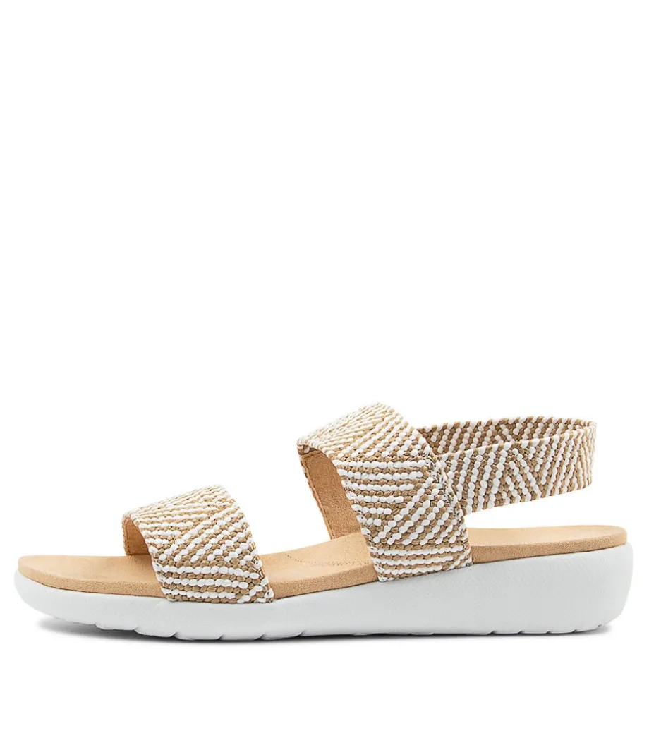 Usaid W Natural White Woven Elastic Sandals<ZIERA Fashion