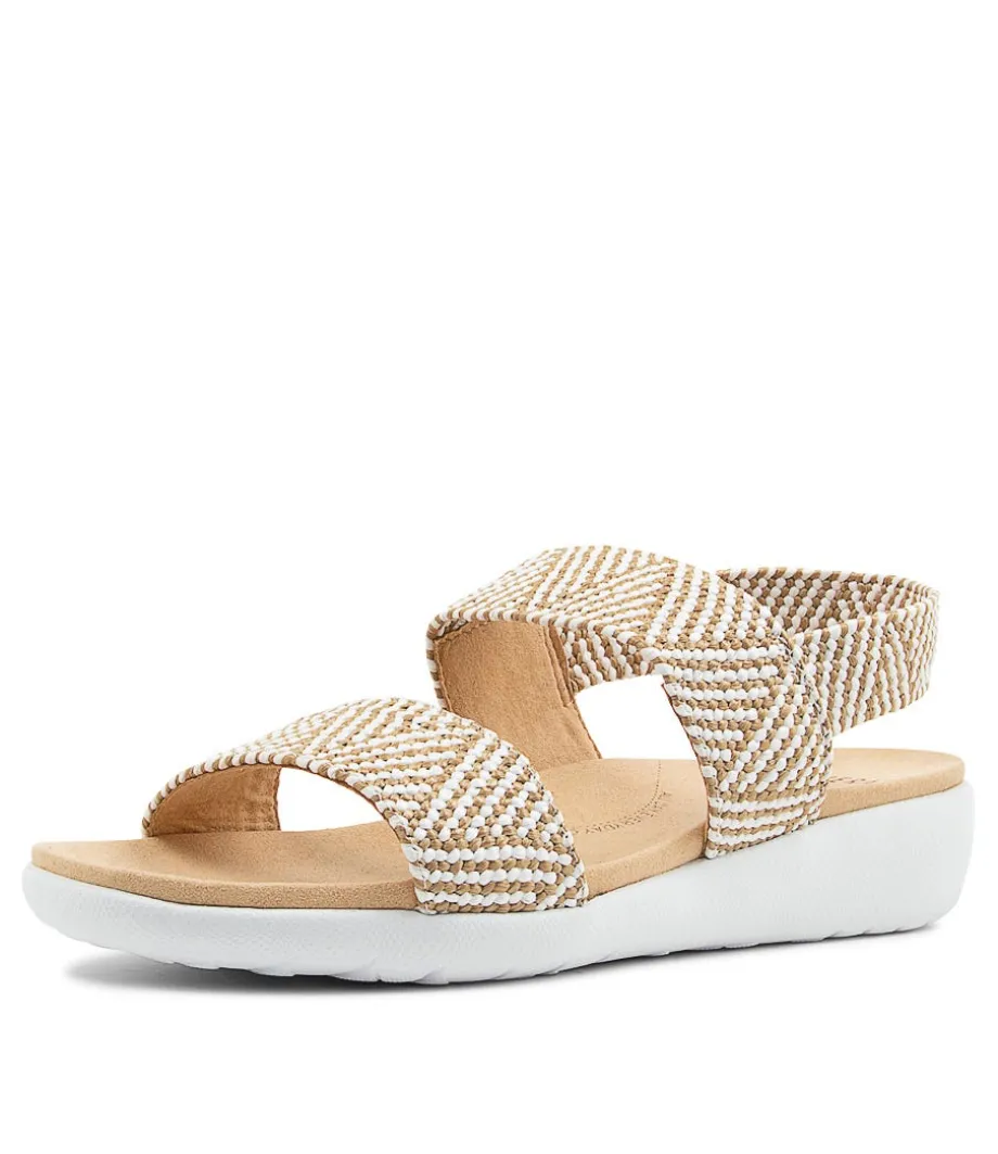 Usaid W Natural White Woven Elastic Sandals<ZIERA Fashion