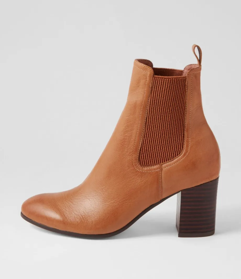 Usset Cognac Choc Elastic Leather Ankle Boots<TOP END Outlet