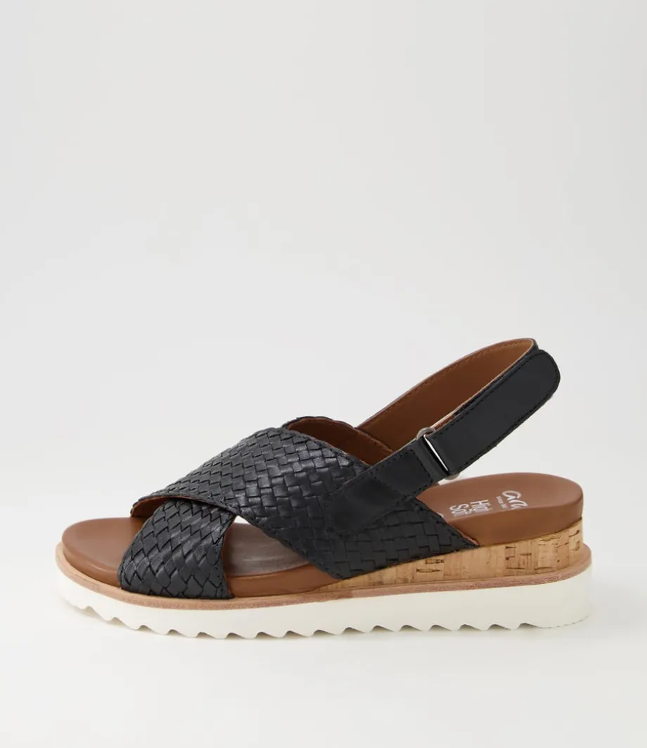 Valencia 06 Black Leather Sandals<ARA Sale