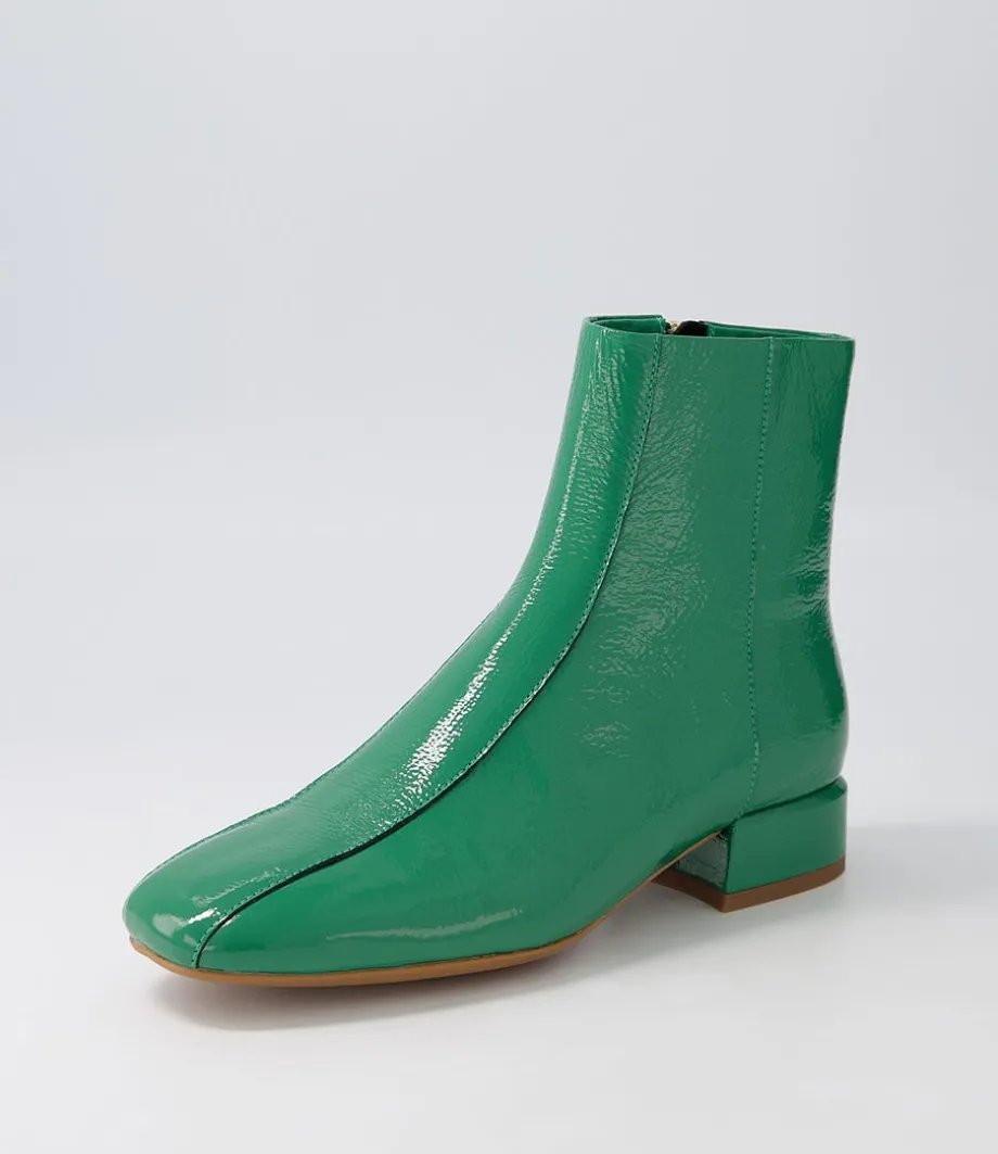 Vamee Dark Emerald Patent Leather Ankle Boots<DJANGO & JULIETTE Hot