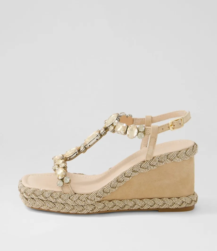 Vontey Latte Suede Jewels Sandals<DJANGO & JULIETTE New